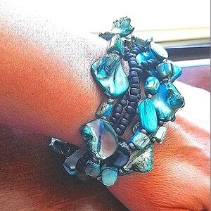Beachy Bracelet Beads & Stones Statement Piece Varying Blues
